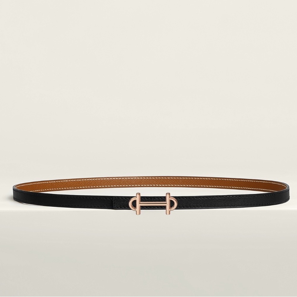 Hermes Gamma Belt Buckle  Reversible Leather Strap 13mm